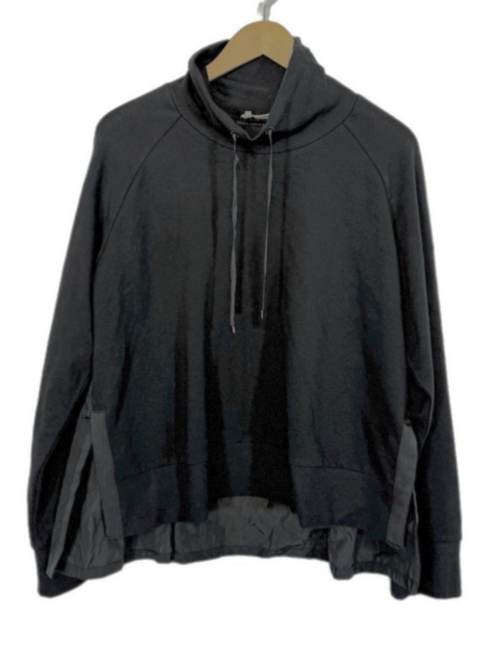 Kate Spade Mixed Media Sweatshirt Pullover Womens XL Black Long Mock Neck Logo